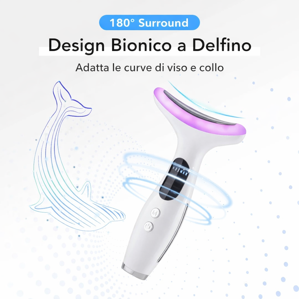 Skin Youth Lab™ - Massaggiatore Viso e Collo Anti-Age Terapia LED a 7 Colori e 3 Intensità